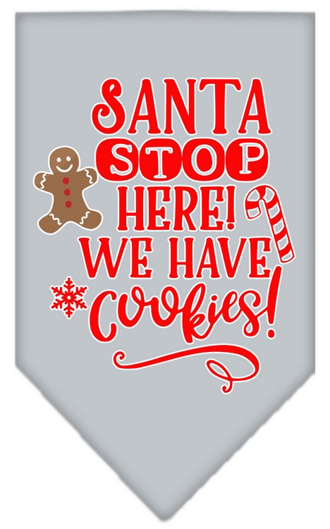 Santa, We Have Cookies Screen Print Bandana Grey Large